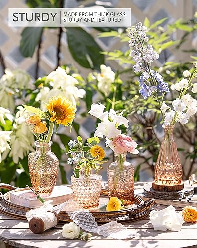 Miniatura 10 de Juego de 30 jarrones de cristal azul para flores, jarrones pequeños para flores, jarrones de cristal a granel, bonitos jarrones de vidrio para