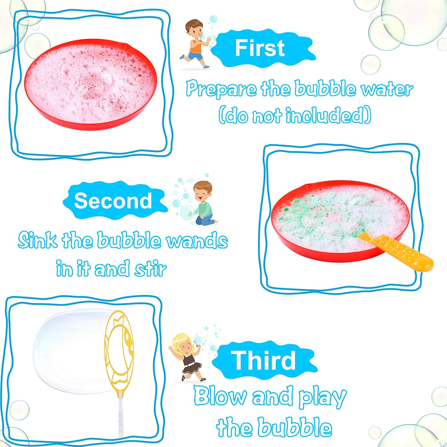 GINMIC Bubble Wands Set, Colorful Bubble Wands Toys, Large Bubble Wands for Kids Toddlers, Giant Bubbles Wands for Outdoor Activity, Birthday & Wedding Party Favors Games