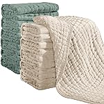 Looxii Muslin Burp Cloths 100% Cotton Muslin Cloths 12 Pack Large 20\'\'x10\'\' Extra Soft and Absorbent Baby Burping Cloth for Boys and Girls (Apricot+DarkGreen)