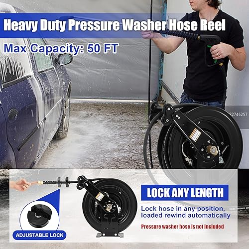 Miniatura 5 de Carrete de manguera de lavadora de alta presión para aguaaireaceite, manguera de lavado a presión - 14" X 100 pies