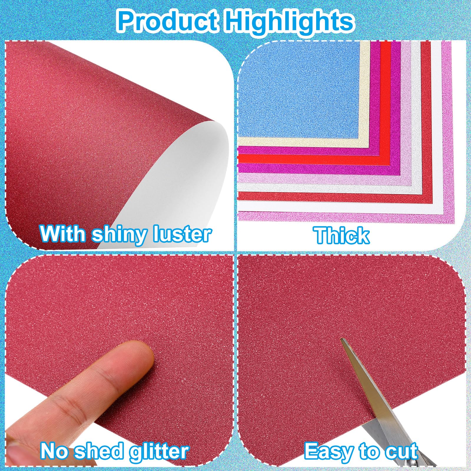 PATIKIL 60Sheets Dark Red Glitter Cardstock Paper, A4(8.3x11.7 Inch) 250gsm Premium Sparkly Paper Craft Cardstock Paper for Scrapbook Card Making DIY Art Projects Wedding Party - Image 3