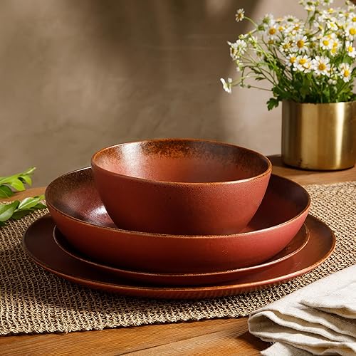 Miniatura 9 de Bloomhouse - Cosas favoritas de Oprah - Juego de platos y cuencos de esmalte reactivo de terracota Santorini Mist - Azul jade verde, servicio para