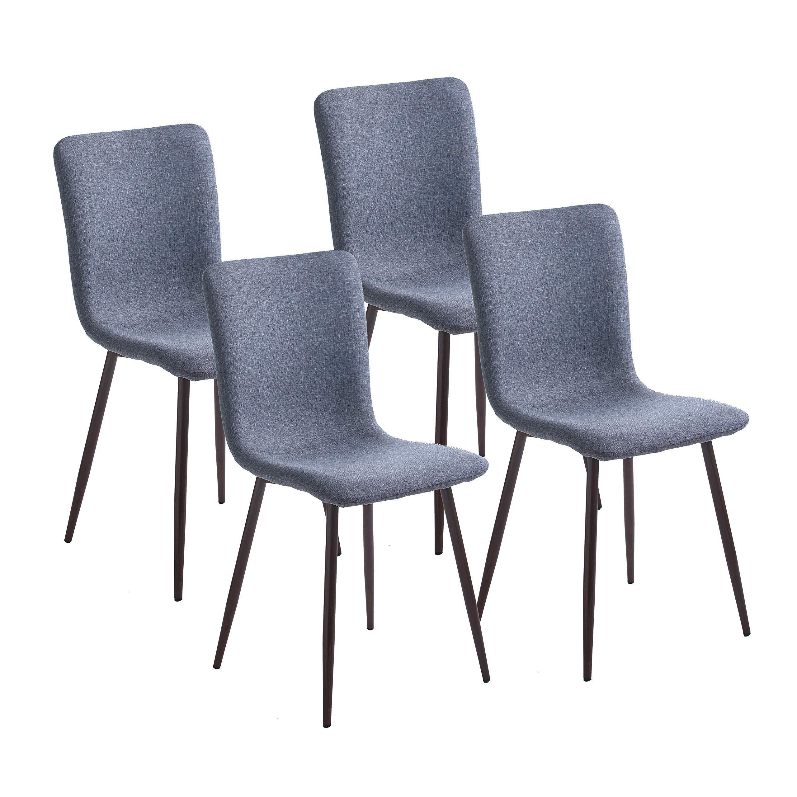 Porthos Home Lexi Dining Chairs Set of 4 with Soft Fabric Upholstery and Tapered Iron Legs, Space-Saving Armless Design (Suitable for Dining Rooms and Kitchens…