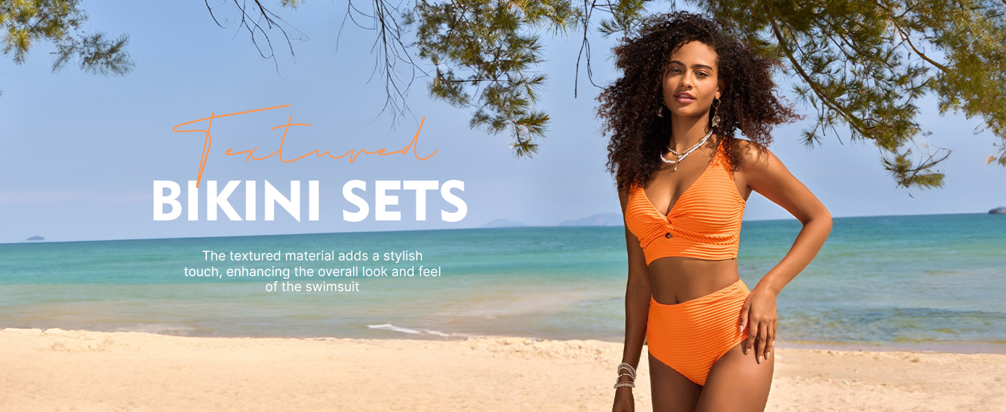 Amazon.com: Herseas Womens 2 Piece Bikini Sets V Neck Twist Front