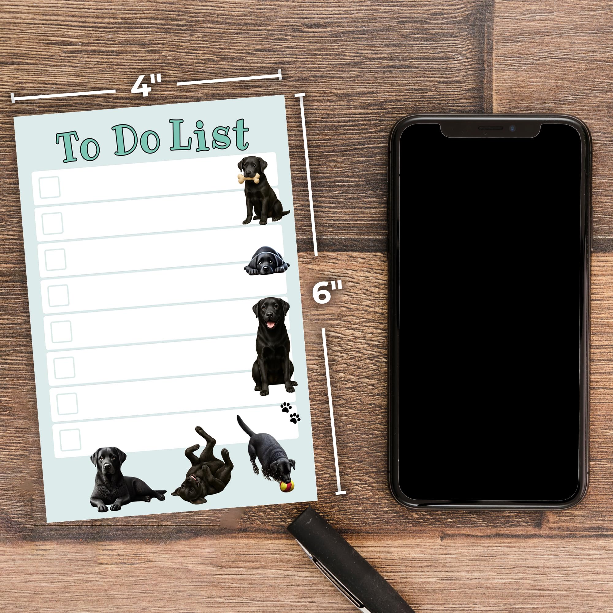 DAILY RITMO® Black Lab Sticky to-Do List – Labrador Retriever Gift for Men and Women | Dog Lover Gifts | Office School Supply Sticky Notes 4"x6" 50 Pages