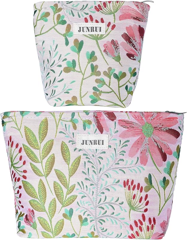 BOCGRPU Kit com 2 Necessaires de Maquiagem Florais em Tamanhos Diferentes