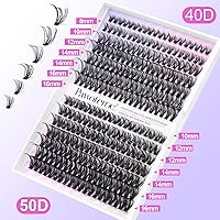 Vista 6 de Pawotence Kit de extensiones de pestañas individuales 40D 50D, kit de extensiones de pestañas de 0.315-0.630 pulgadas con unión y sello de pestañas