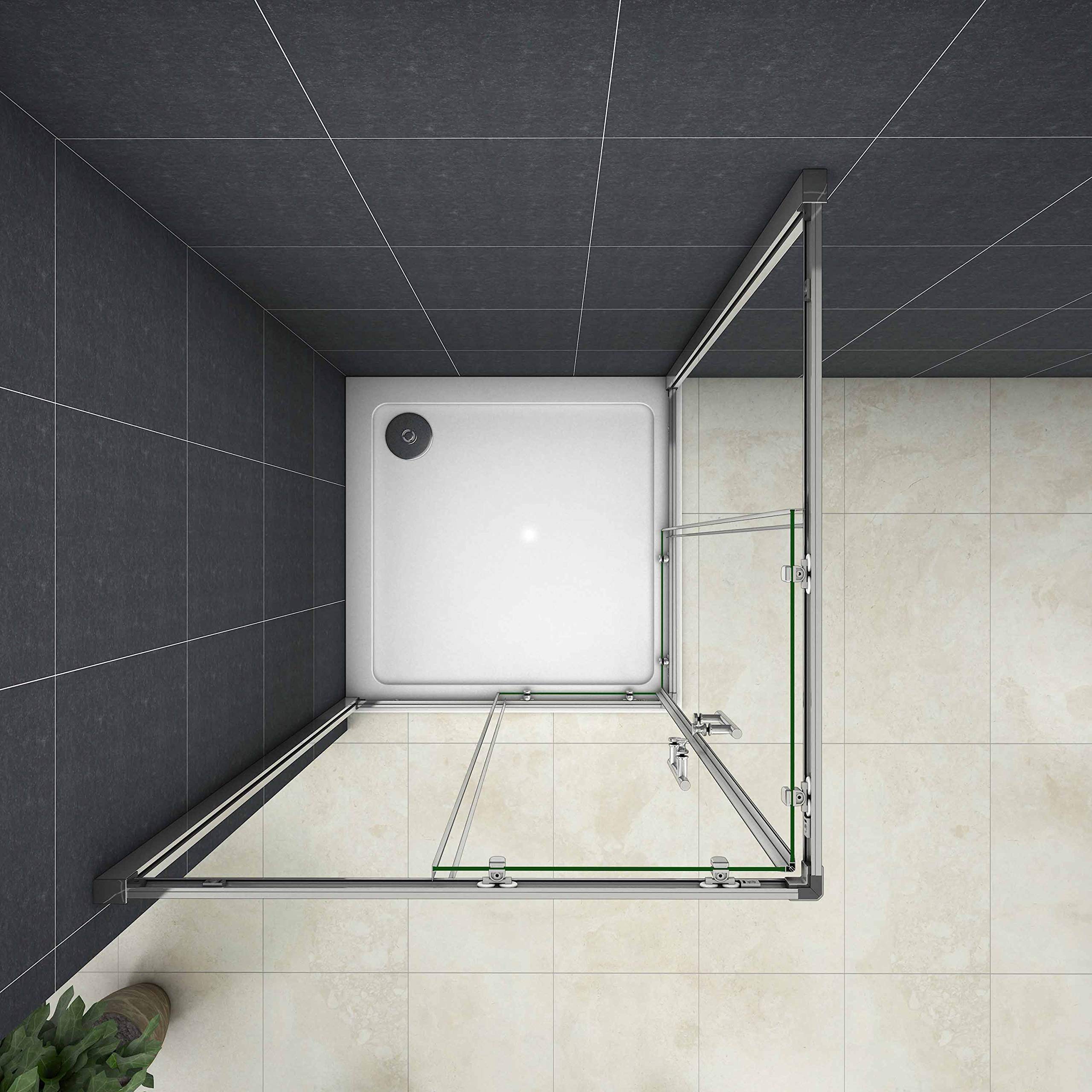 AICA SANITARIOS Mampara Esquinera Puertas Correderas Cromado 5mm 80x80x185cm