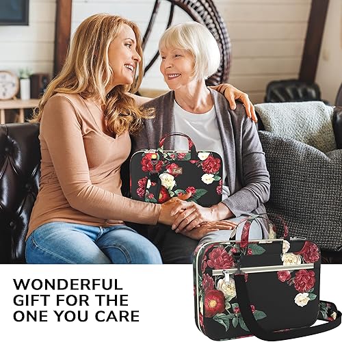 Miniatura 11 de DEHITE Bible Cover Case for Women – Floral Black Bible Bag Carrying Case – Messenger Bag Violeta