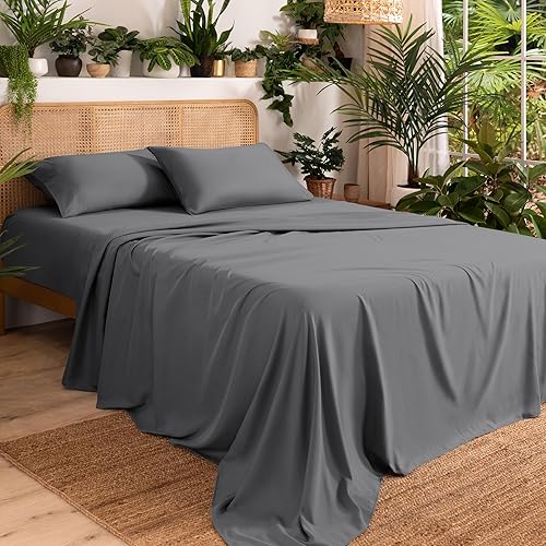 Ivy Union Juego de sábanas de microfibra, ropa de cama de tamaño individual, transpirable y suave, con bolsillo profundo (individual, gris)