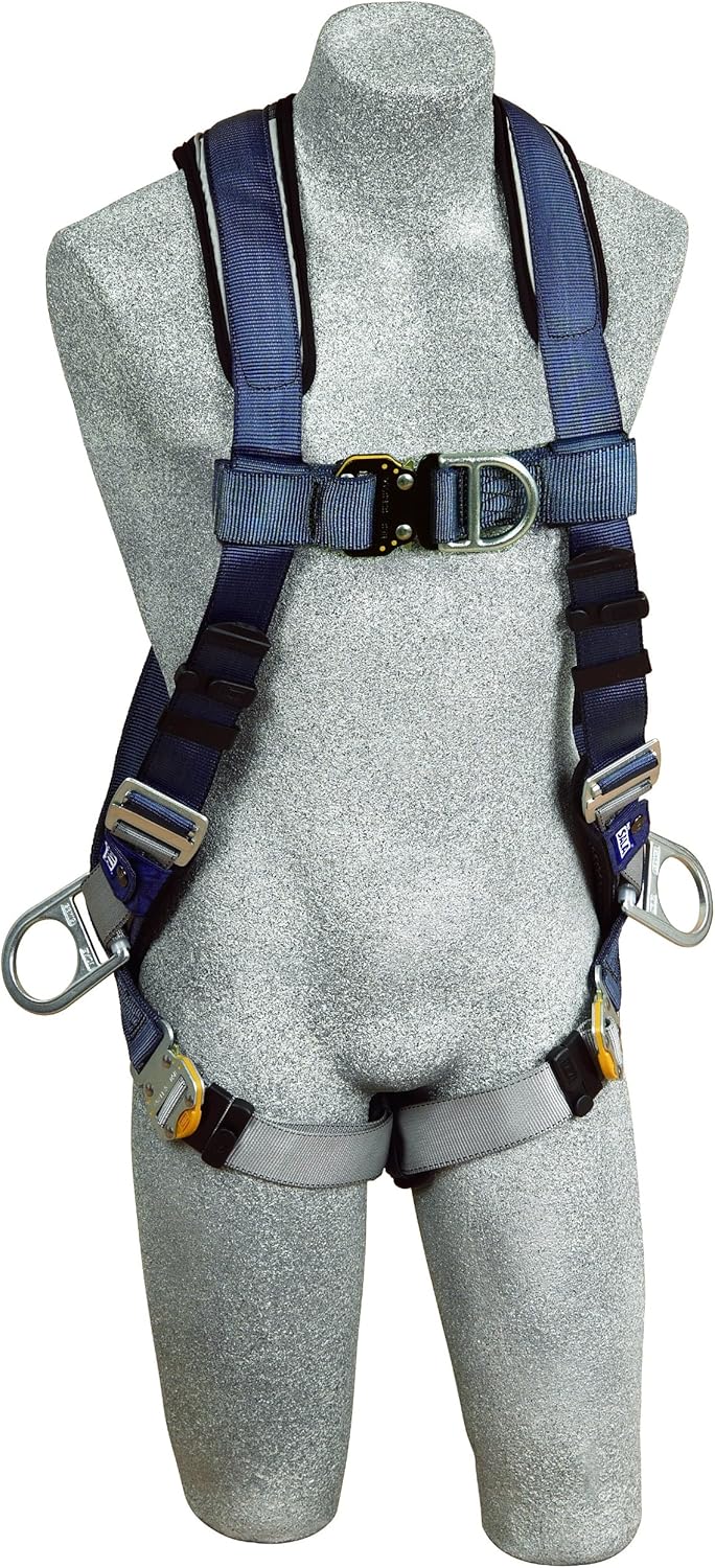 3M DBI-SALA ExoFit 1108602 Vest Style Harness, Front, Back and Side D-Rings, Loops For Belt, Quick-Connect Buckles, Large, Blue/Gray