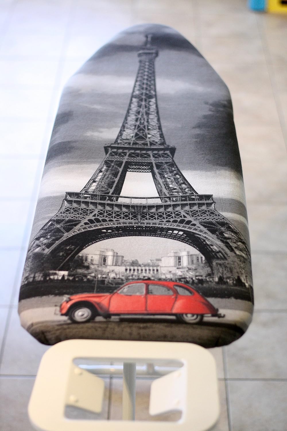 VieveMar Premium Ironing Board Cover, Thick Padding with Cotton, Foam and Felt Pad, Easy FIT with Drawstring, Heat Reflective. Fits Boards 15" x 54" (Paris)
