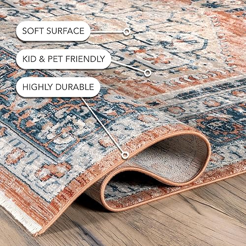 Miniatura 3 de nuLOOM Zara Medallion - Alfombra de área, 10 x 14 pies, naranja