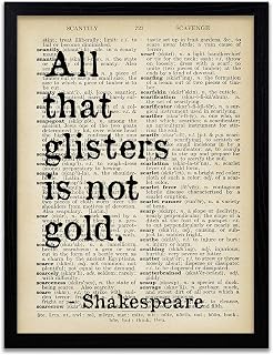 Shakespeare - All That Glisters Is Not Gold - Literary Quote - Typography - Home Decor - Book Lover Gift - Dictionary Print - Famous Quotes - Art Print - Frame Not Included