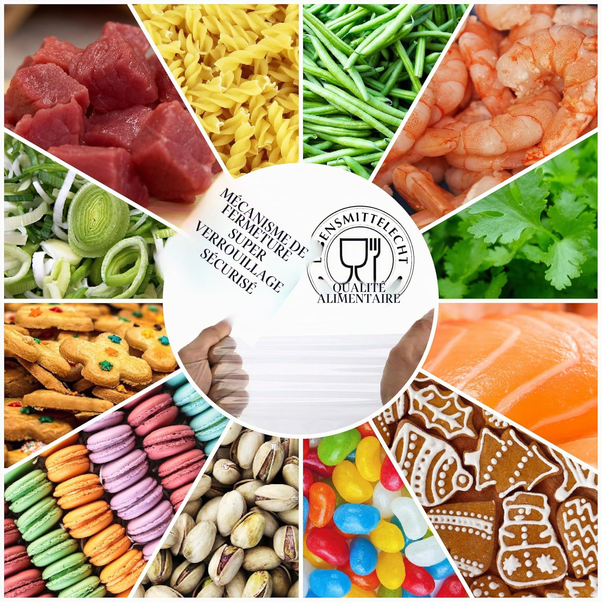 Lot de 50 grands sacs à fermeture coulissante au format DIN A3 - 320 x 440 mm - 60 µm d'épaisseur - Qualité supérieure - Refermables - Convient à un usage alimentaire (50)