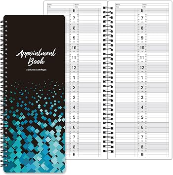 Poluma Appointment Book - Salon Appointment Book, 11.5 x 4.7, 2 Columns, Undated, 6 AM - 9 PM, Twin-Wire Binding, 200 Pages, Appointment Planner for Hair Stylist - Black