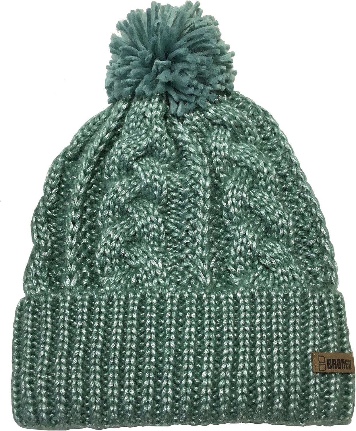 Broner Ladies Shimmer Yarn Cable Knit Cuff Cap with Fleece Earband Lining