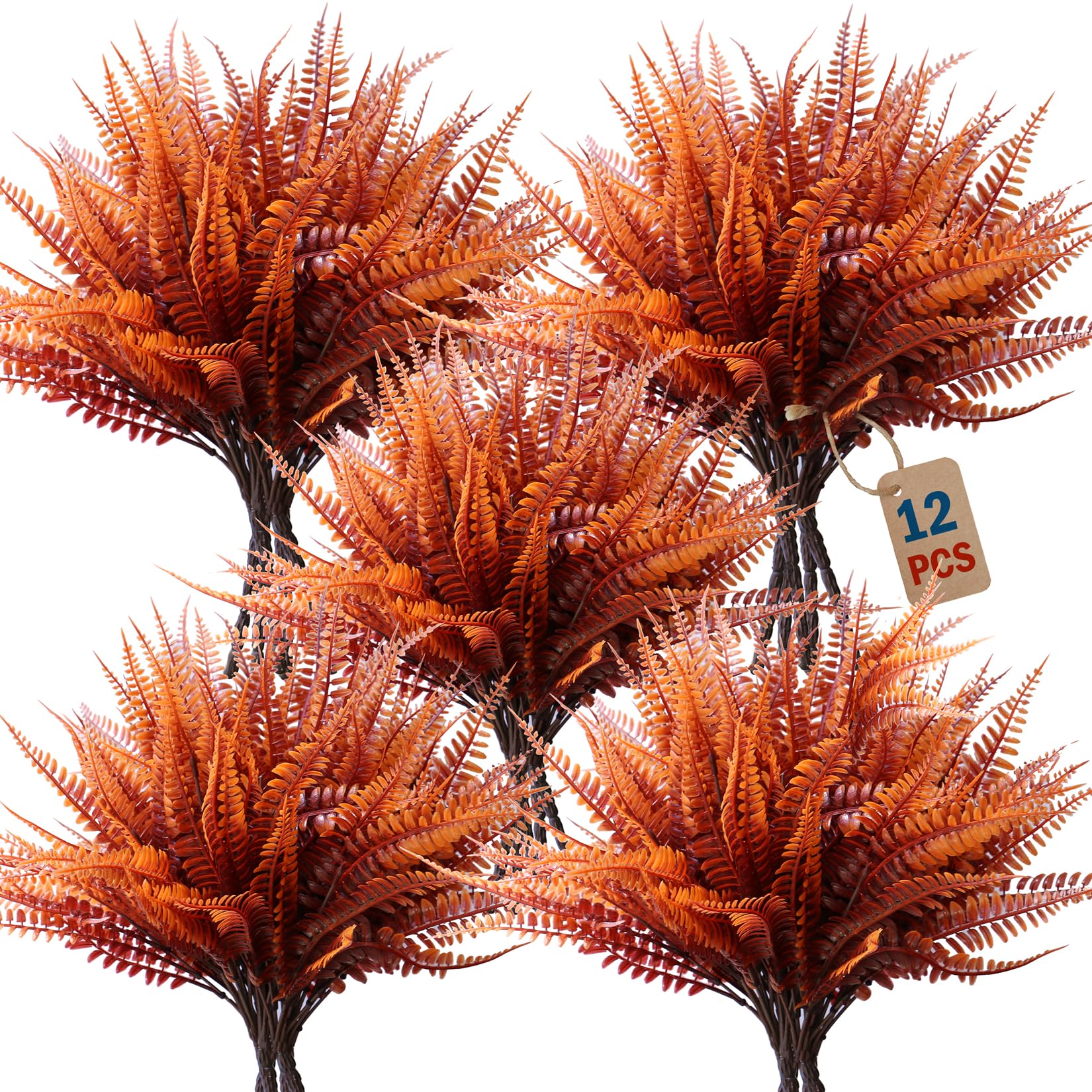12 Fasci Di Fiori Artificiali Autunnali Arancioni - Resistenti UV Per Esterno E Interno - 3