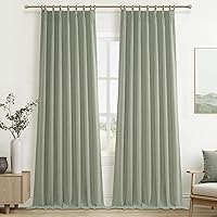 Vista 19 de Cortinas opacas térmicas 100% de 84 pulgadas de longitud, juego de 2 paneles para dormitorio, cortinas de ventana de lino con pinzas plegadas