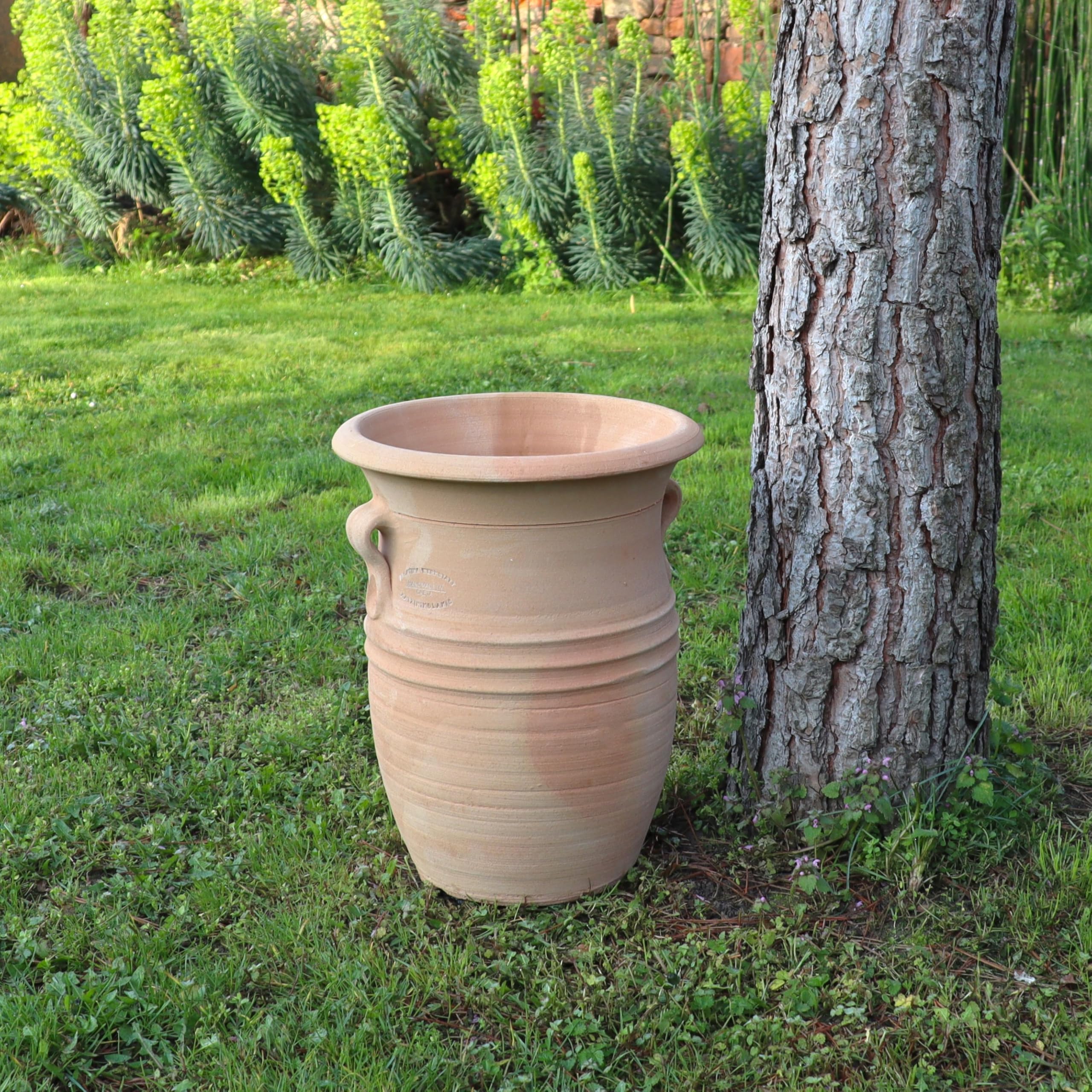 Anfora Cistus-2 40 cm fatta a mano in Grecia, resistente al gelo e all'inverno, per giardino, terrazza e balcone, decorazione da giardino mediterranea, vaso in terracotta per esterni
