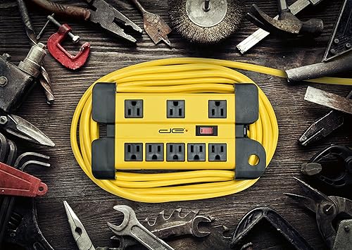 Miniatura 4 de Digital Energy Protector de sobretensiones de 15 pies de largo, 8 salidas de metal resistente, 1050 julios, cable de extensión con gestión de