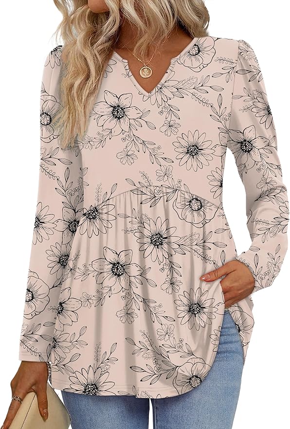 WIHOLL Women's Long Sleeve Peplum Top/Blouse