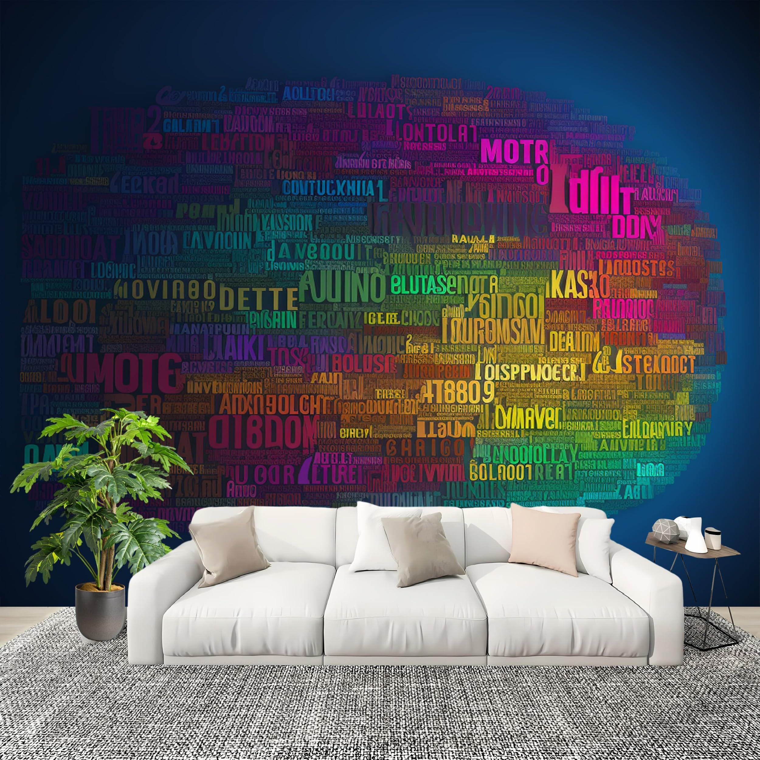 Kreatywność Kolorowe Litery Sztuka Ścienna Tło Sypialnia Nowoczesna Tapeta Panoramiczna 3D Sofa Telewizja Kolorowa Fototapeta Plakat Dekoracja Salonu Salon Tanie 400 x 280 cm