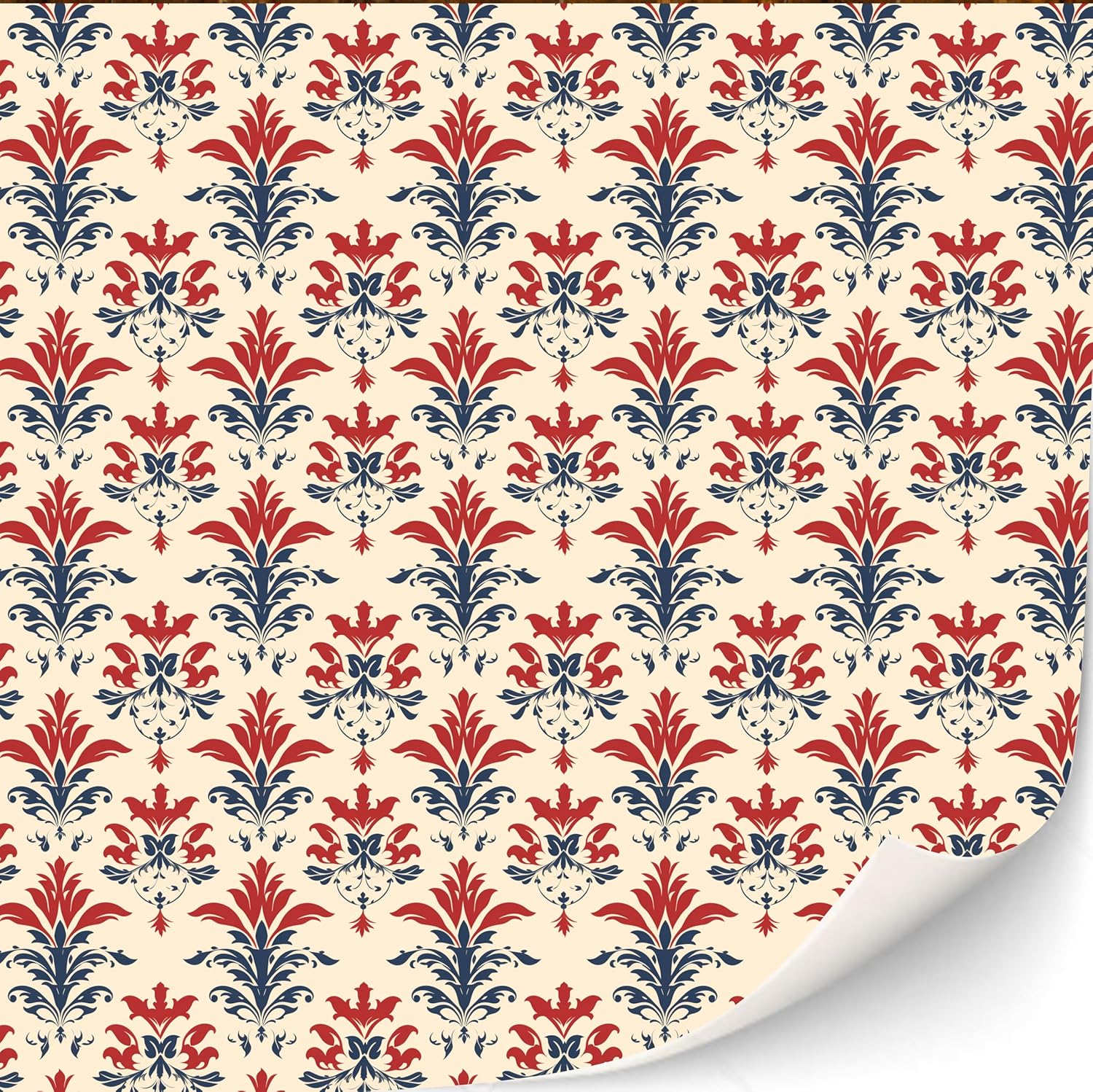 3 Sheets Self-Adhesive Wallpaper for Dollhouses Scale 1:12 Modern Wallpaper Art Deco Wallpaper Artdeco Wallpaper (Damast Red Blue Sepia)