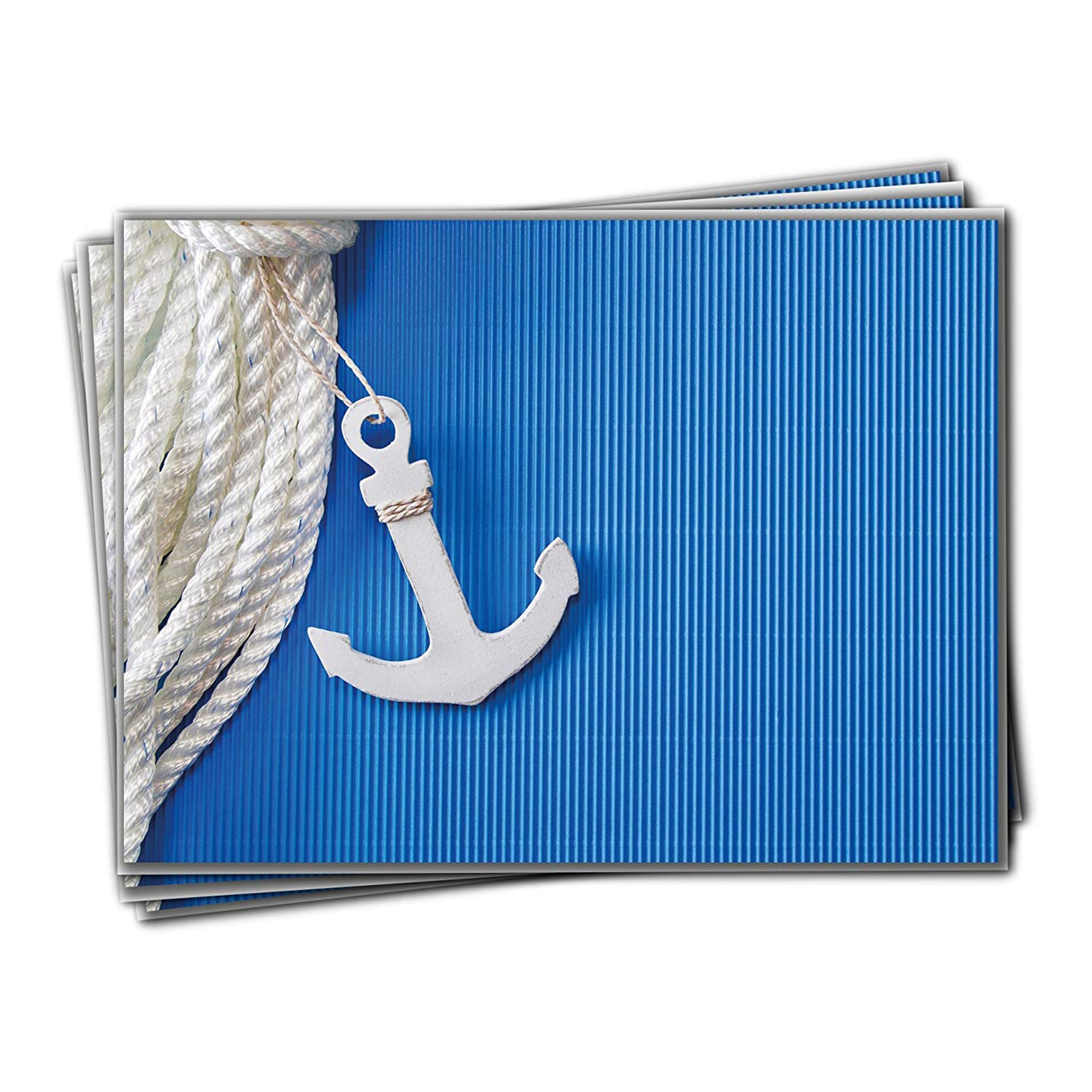 Logbuch-Verlag 3 Anclas De Madera Natural Colgantes De Color Azul 13 Cm - Decoración Marinera Y