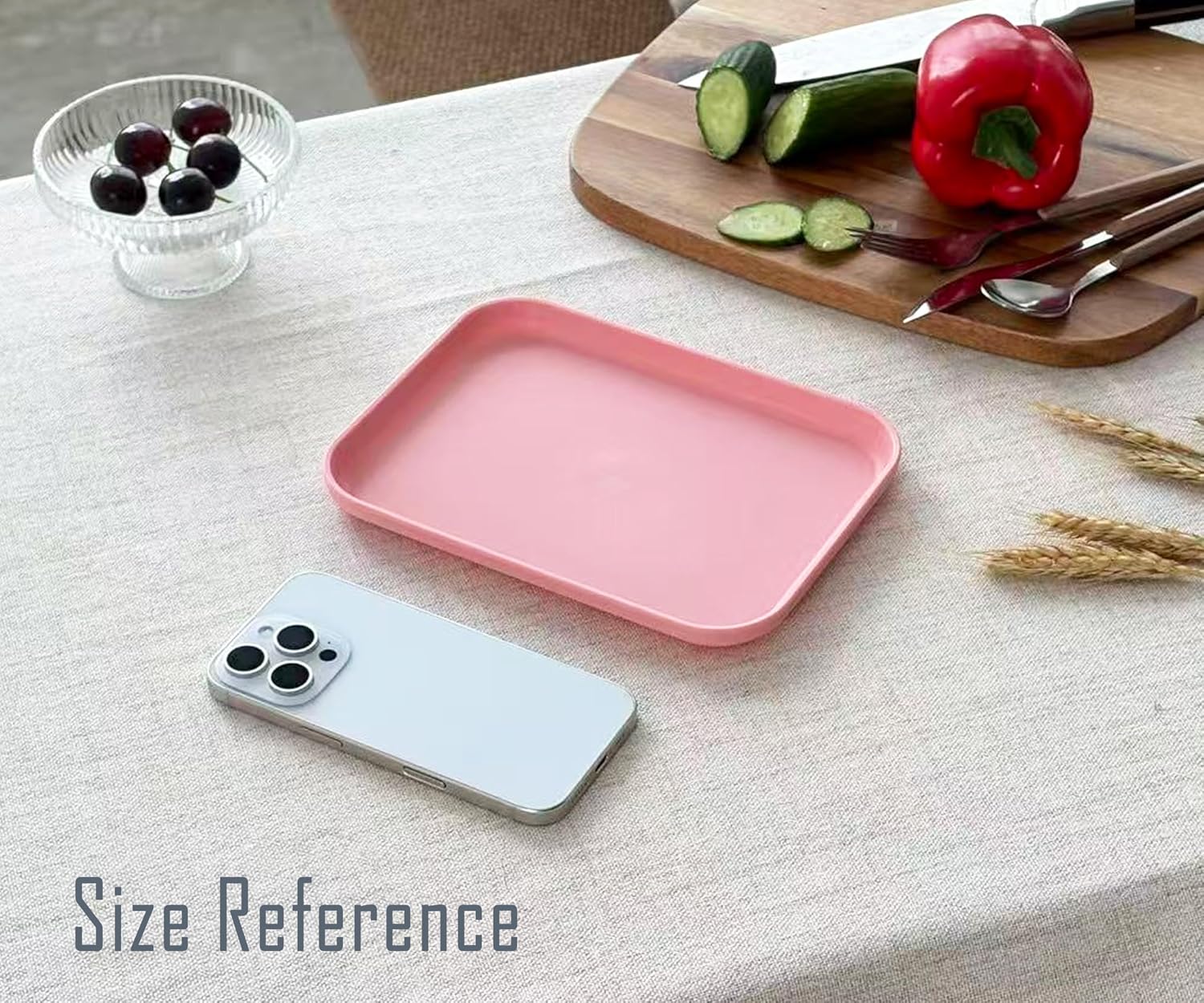 Small Tray 6 Pack, Pink 7.8 inch Wheat Straw Plastic Trays image 2