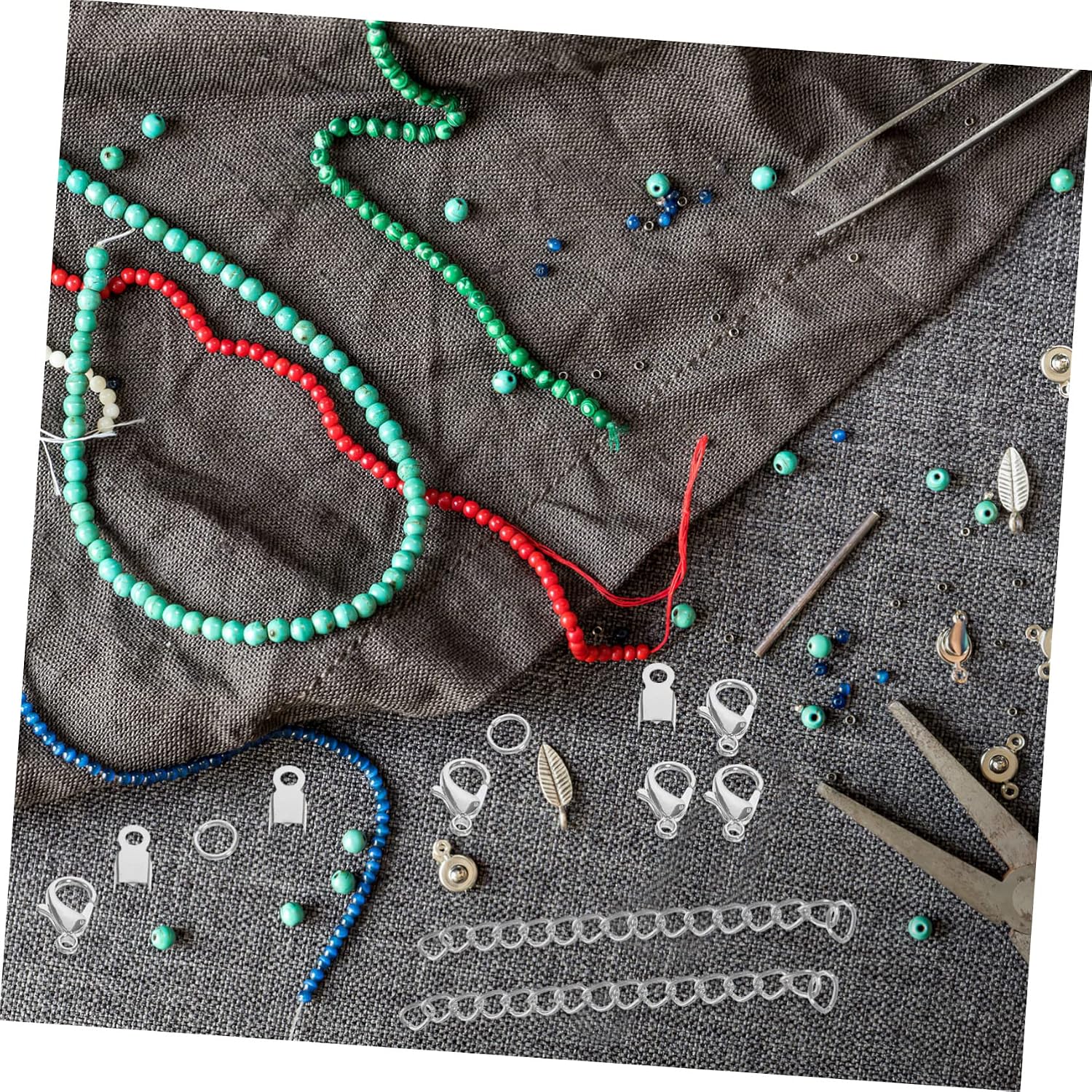 NUOBESTY Lobster Claw Clasp Jewelry Making Chain DIY Kit Crimp End Tips Connector