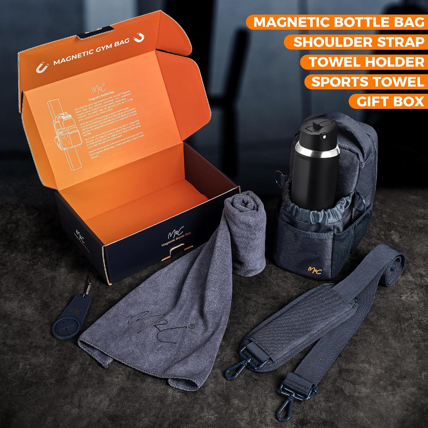 M2C® PREMIUM Magnetic Gym Bag – Holds Up to 12 lbs – Gym Pouch with Water Bottle, Cup & Wallet Pocket, Phone Storage, Key Clip, Adjustable Sling Strap – Ideal for Sports, Work & Travel - Image 6