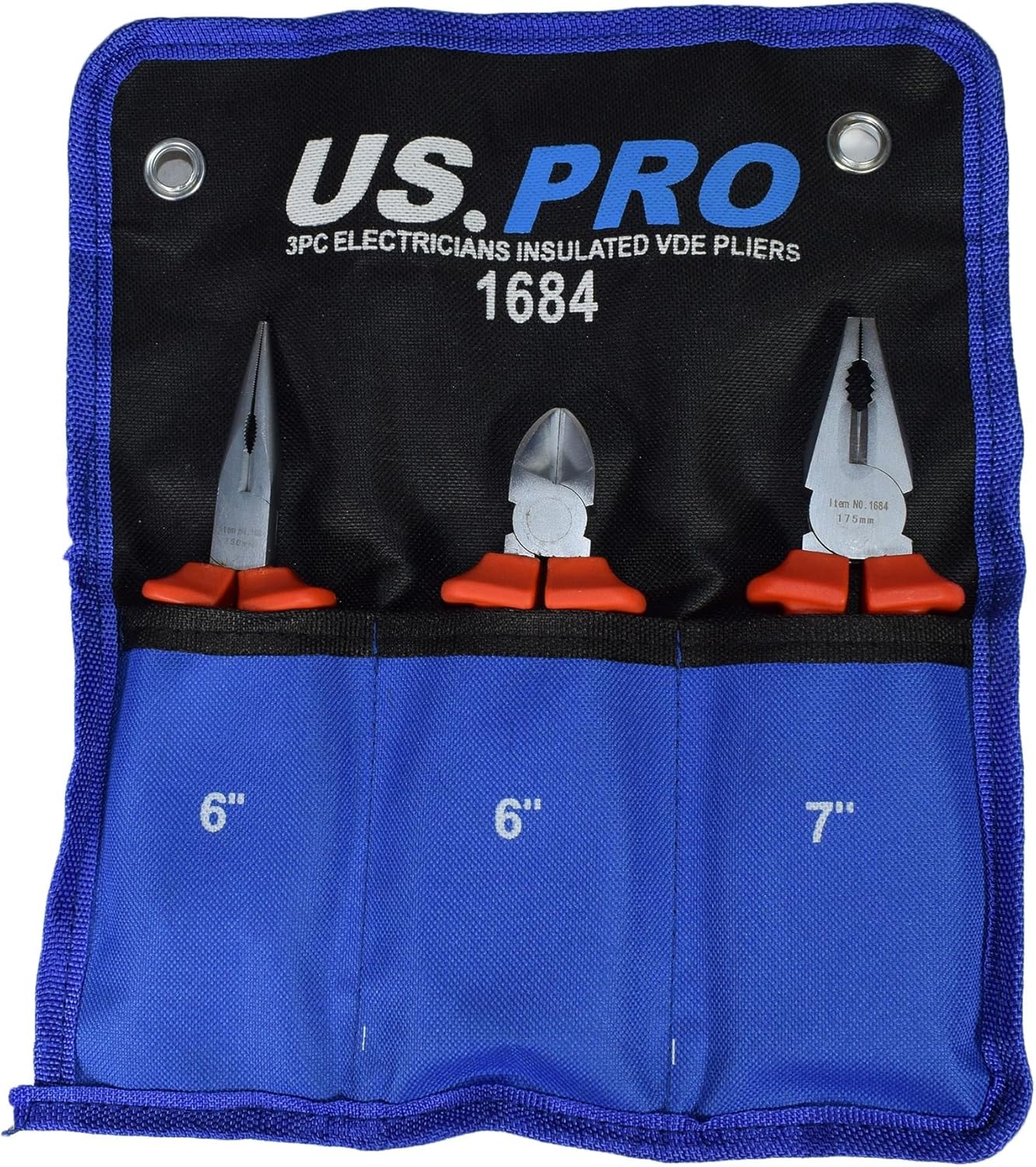 VDE Insulated Electrical Electricians Plier Set Cutters Combo Long Nose 3pc