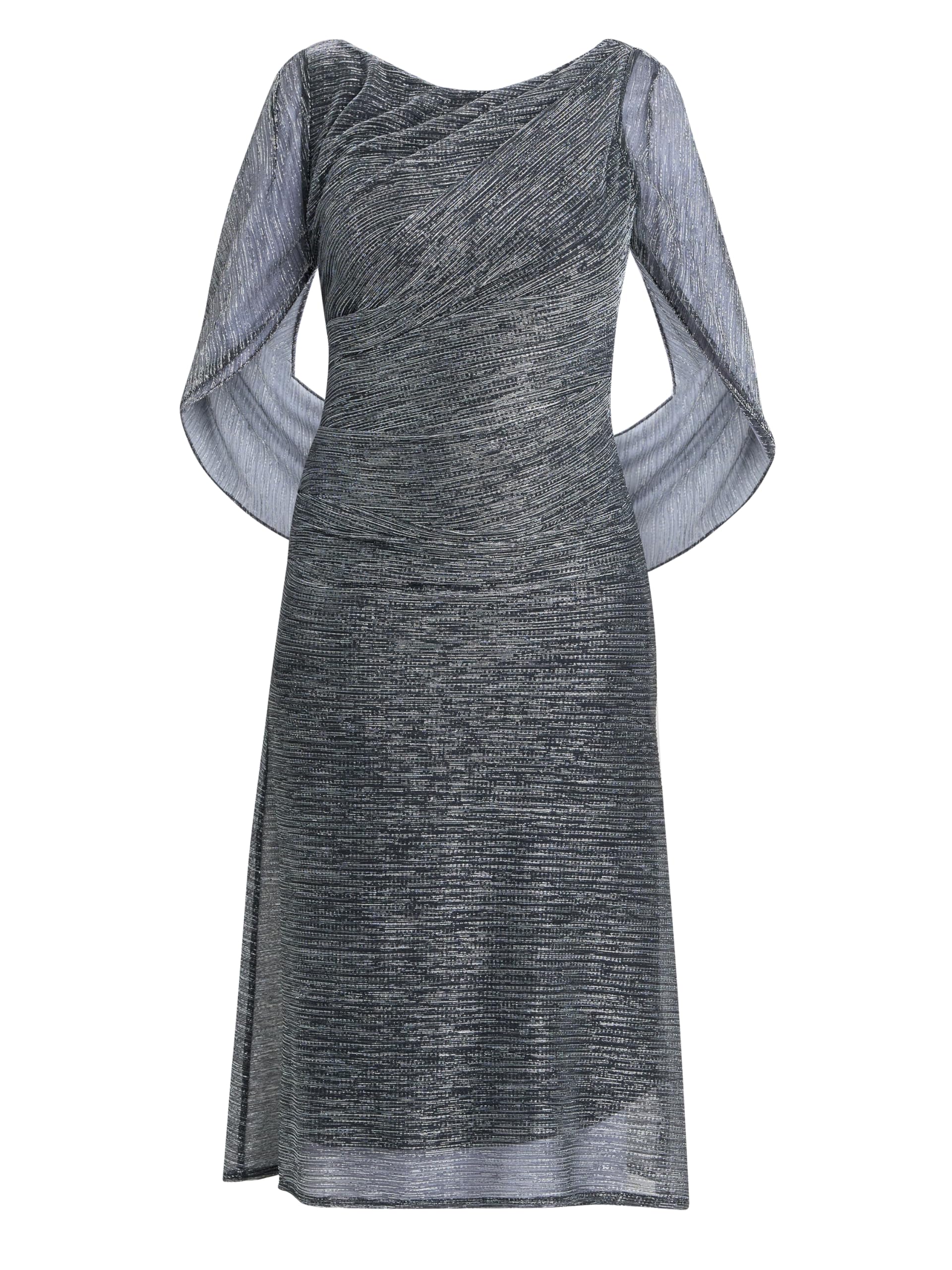 Gina Bacconi Women's Metallic Knit Dress Cocktail, Black/Silver, 22