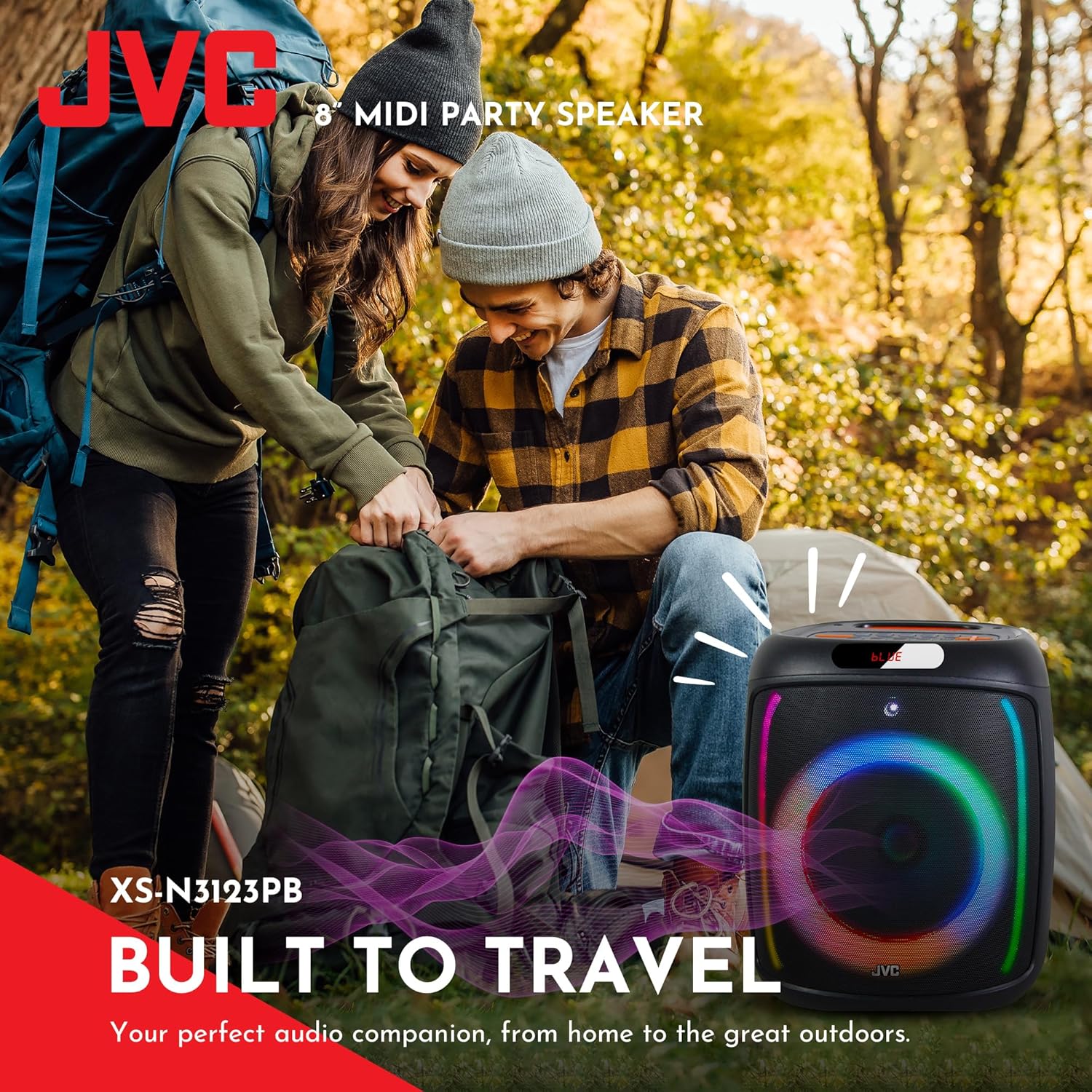 หลัง view of the JVC XS-N3123PB speaker showing various input ports.