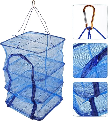 Miniatura 8 de Jaula de pescado plegable Estante de secado de peces Estante colgante para secadora colgante para lavandería Camarones Red de secado de peces Red de