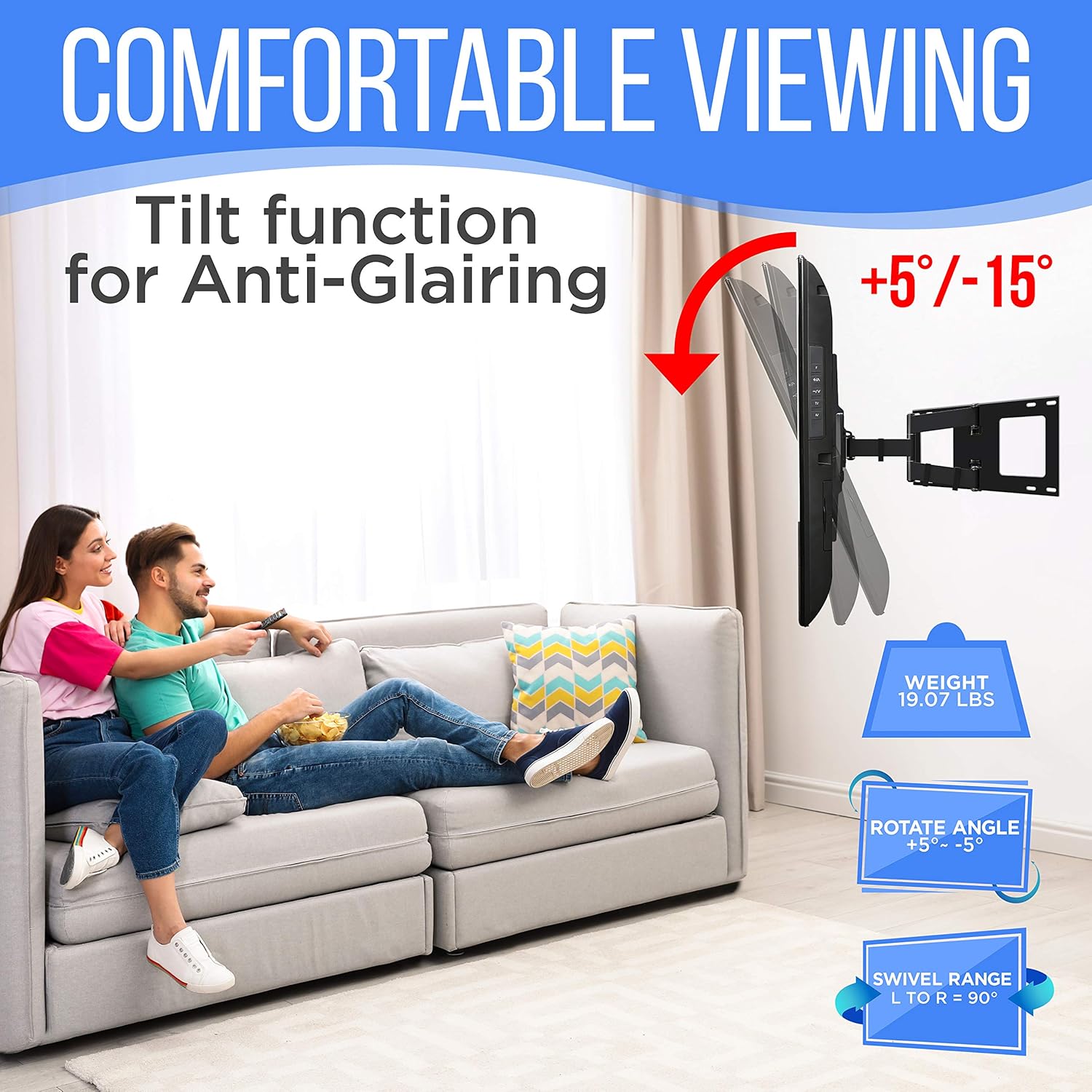 PYLE Universal Wall Mount TV Bracket - Flat Screen TV Wall Mount Full Motion Tilting - Mounts 42-70" LED/LOLED & Plasma TV Flat Screens - VESA Mounting, 90° Swivel, 132 lbs Weight Capacity -PYWM66