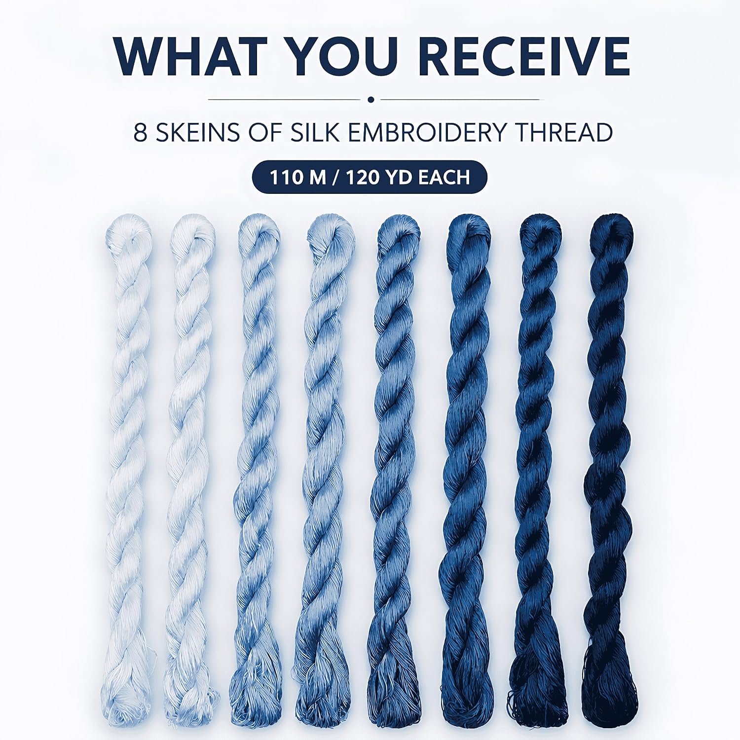 Natural 100% Silk Thread, Handmade Embroidery Thread Silk Floss 8 Colors 110m Each (73)