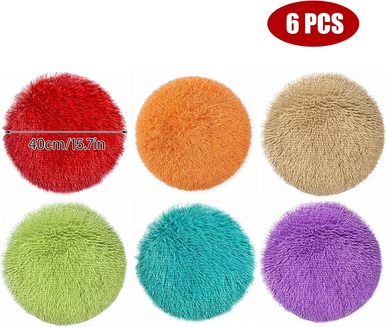 6 Pcs Floor Cushions for Kids, 15.7" Round Soft Classroom Rugs, Educational Carpet Spots for School Home Group Activity Playing Areas