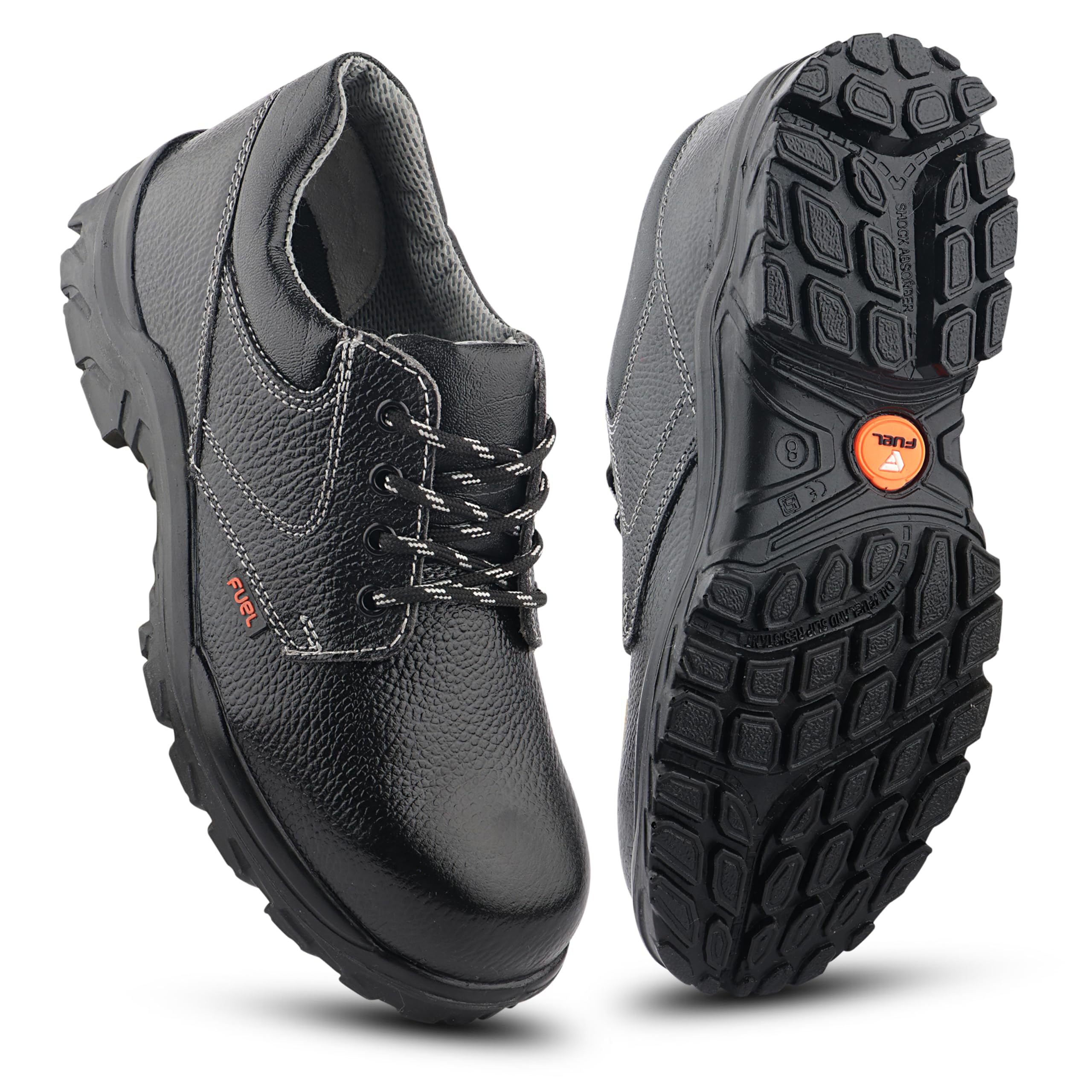 FUEL Gorilla-SD Genuine Leather Safety Shoes for Men Industrial PU Single Density Sole, Steel Toe, Energy Absorption Cambrella Lining Shoe (Size-8 UK/India) Black (B0CZXXQQRH) Amazon Price History, Amazon Price Tracker