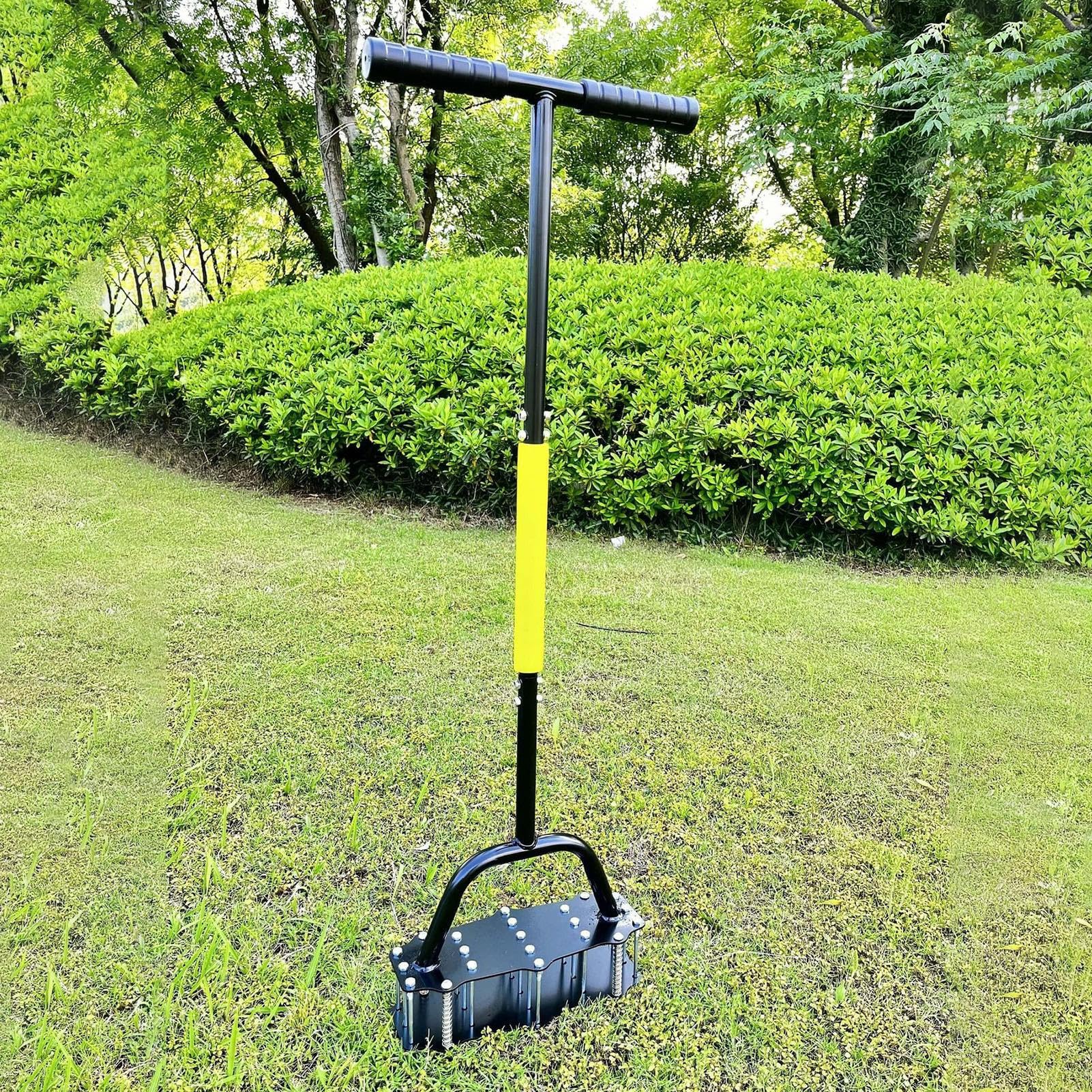 Herramienta Aireadora de Césped Herramienta manual de aireación | Diseño de Resorte con 17 Púas de Acero para Mantenimiento de Jardín y Césped