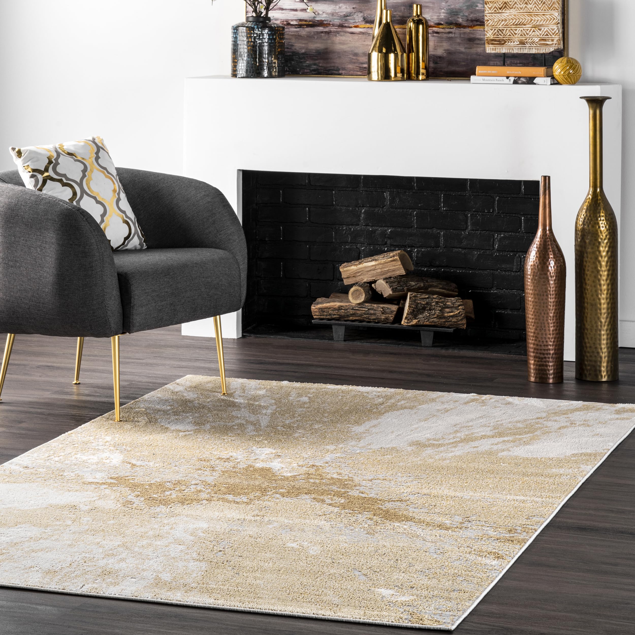 nuLOOM Cyn Contemporary Abstract Area Rug, 9x12, Gold