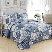 Vista 78 de VAPUTAR Juego de ropa de cama tamaño Queen – 3 piezas, edredón bohemio, colcha reversible ligera para dormitorio de granja (floral)