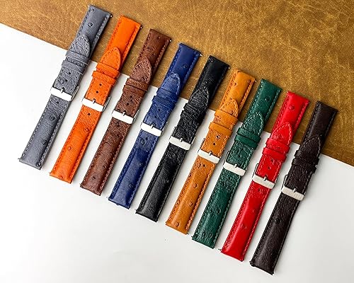 Miniatura 6 de vinacreations Quick Release Ostrich Leather Watch Bands Men Handmade Replacement Wrist Watch Straps Vintage Extra Soft Exotic Leather Strap 18mm