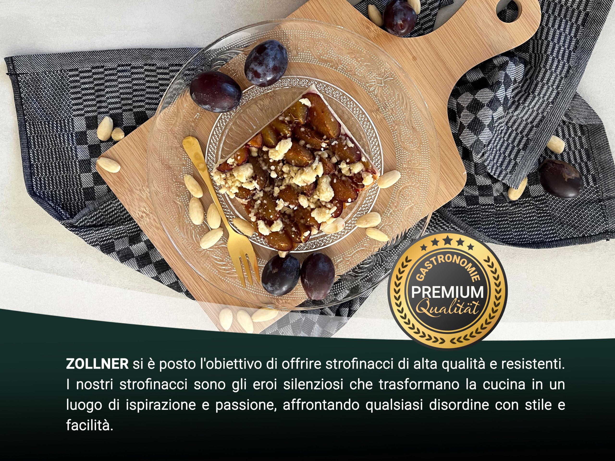 10 Strofinacci In Cotone 46x70cm - Super Assorbenti, Qualità Gastronomica, Lavabili A 60°C, Quadretti Neri - Foto 12