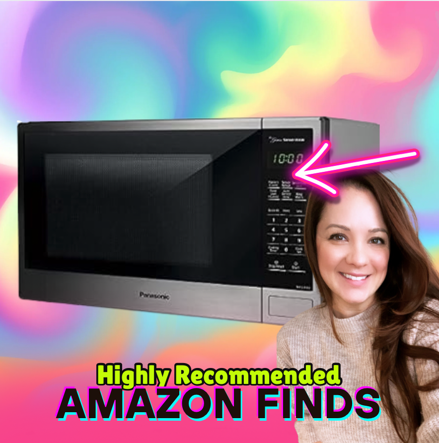 Close-up of Panasonic NNGT69KSC control panel with buttons for Popcorn, Sensor Reheat, Sensor Cook, Power Level, Inverter Turbo Defrost, Keep Warm, Quick 30, Timer/Clock, Stop/Reset, and Start.