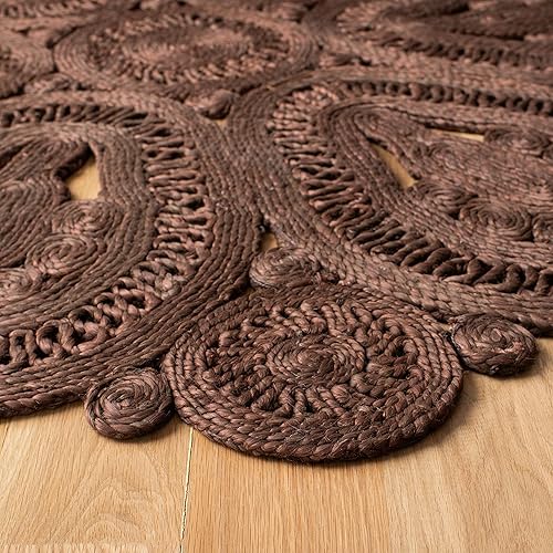 Miniatura 3 de SAFAVIEH NF360T - Alfombra redonda de fibra natural, 6 pies, redonda, marrón, hecha a mano, estilo bohemio, con encanto de yute