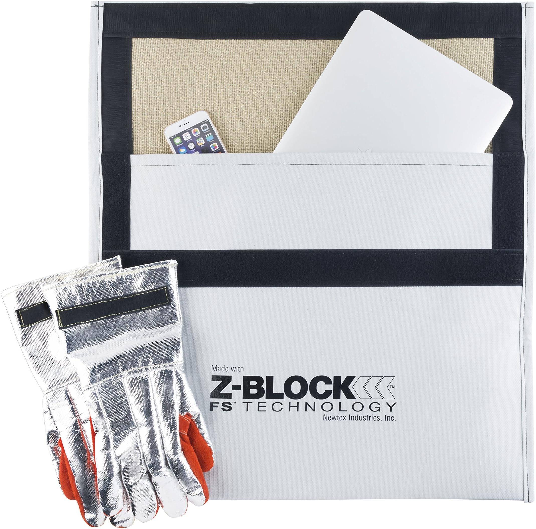 Newtex Z-Block 24'' W x 18'' H Lithium Ion Battery Fire Containment Bag Kit Used Aboard Aircraft, Fire Resistant, Flame Retardant Envelope Style Bag, Meets FAA Standards, Made in USA