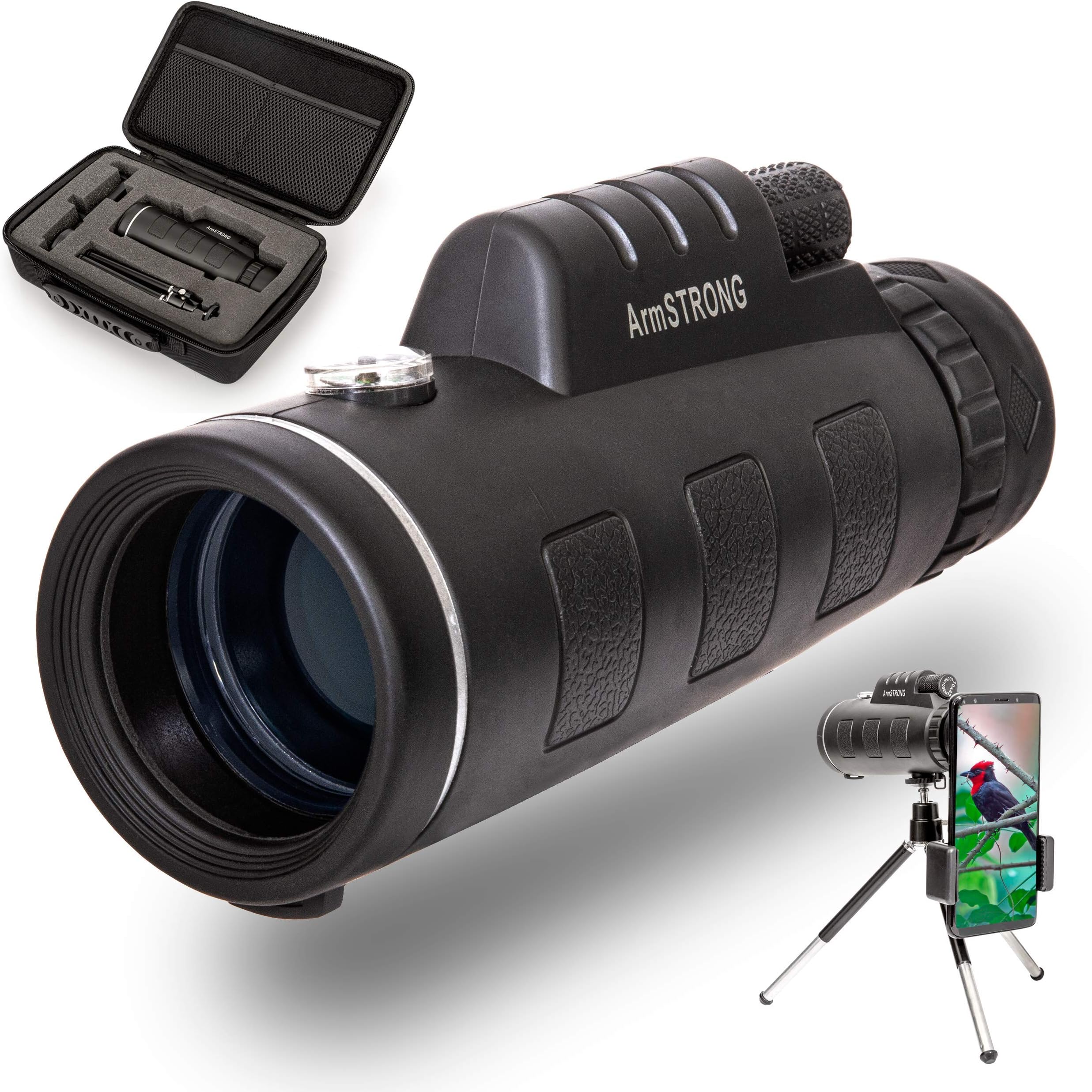 Armstrong 10x42 High Power Monocular Telescope with Sturdy Case for Watching Birds Travelling Hunting Camping Wildlife