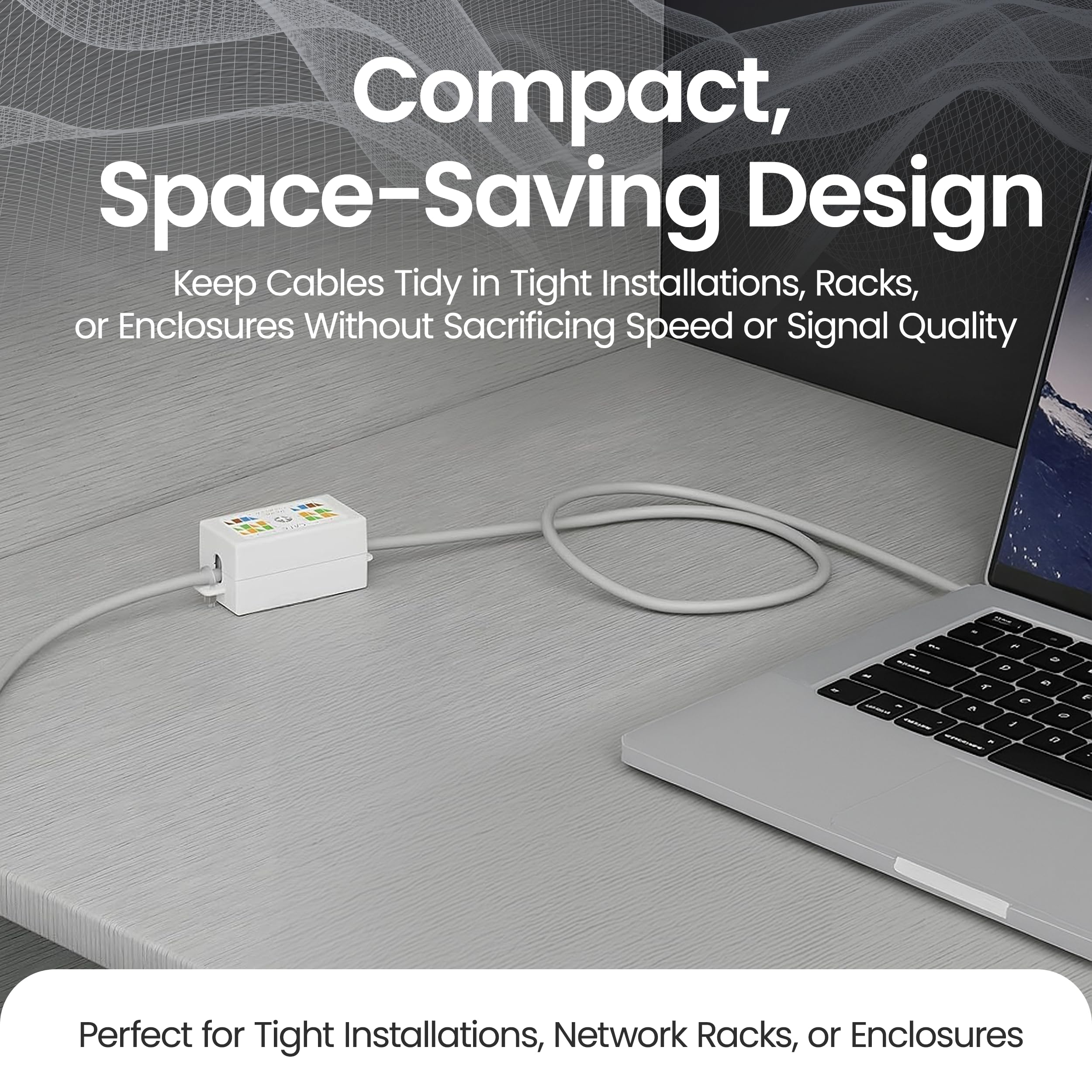 Rhinocables Accoppiatore RJ45 Cat 5 Gigabit Inline Punchdown Krone Per Cavi Ethernet Cat5e - 2 Pezzi, Nero - 4